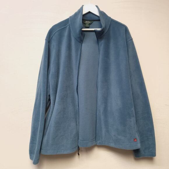 Woolrich Fleece Jacket Size Xl Mens Full Zip Blue Long Sleeve Fall Pockets - Picture 3 of 9